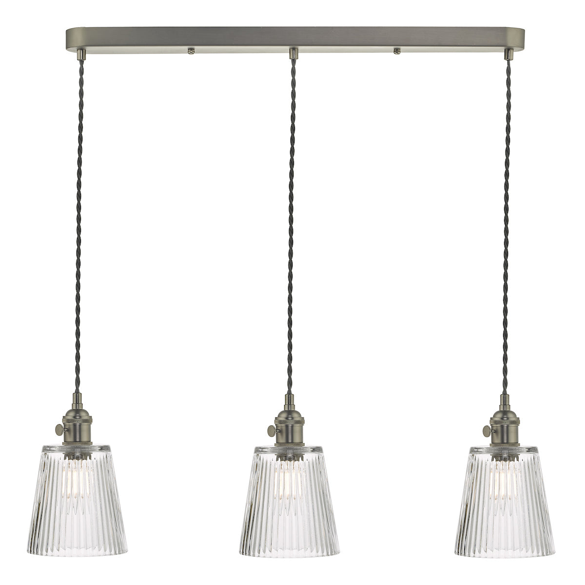 HADANO 3LT SUSPENSION ANT CHR WITH CLEAR RIBBED SH