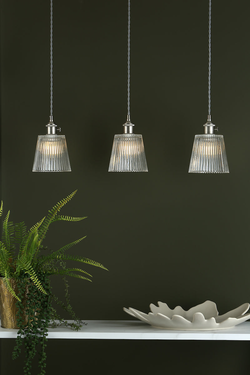 HADANO 3LT SUSPENSION ANT CHR WITH CLEAR RIBBED SH