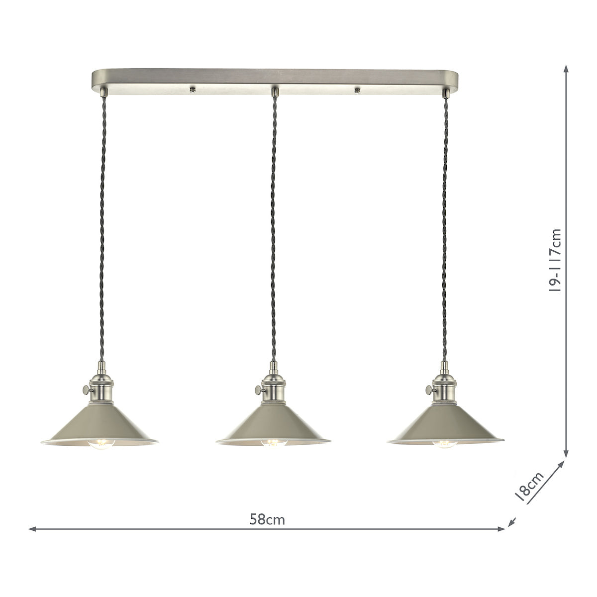 HADANO 3LT SUSPENSION ANTIQUE CHROME WITH CASHMERE