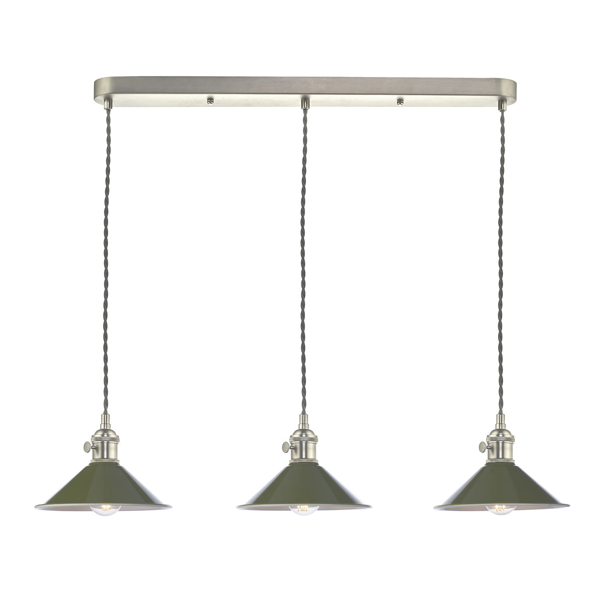 HADANO 3LT SUSPENSION ANTIQUE CHROME WITH OLIVE GR