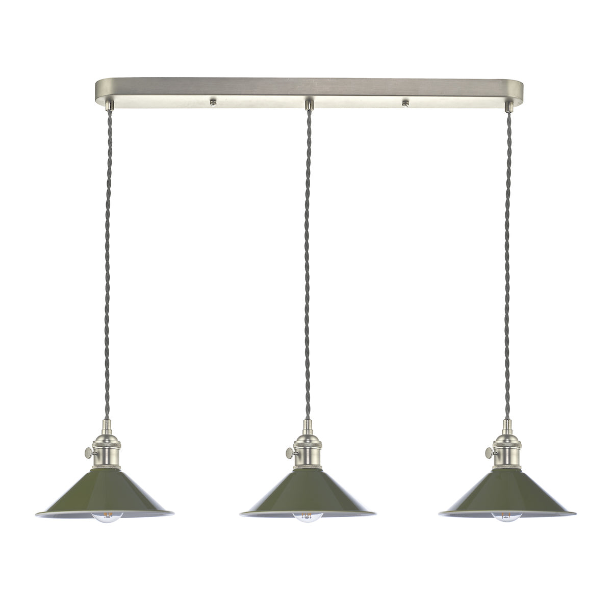 HADANO 3LT SUSPENSION ANTIQUE CHROME WITH OLIVE GR
