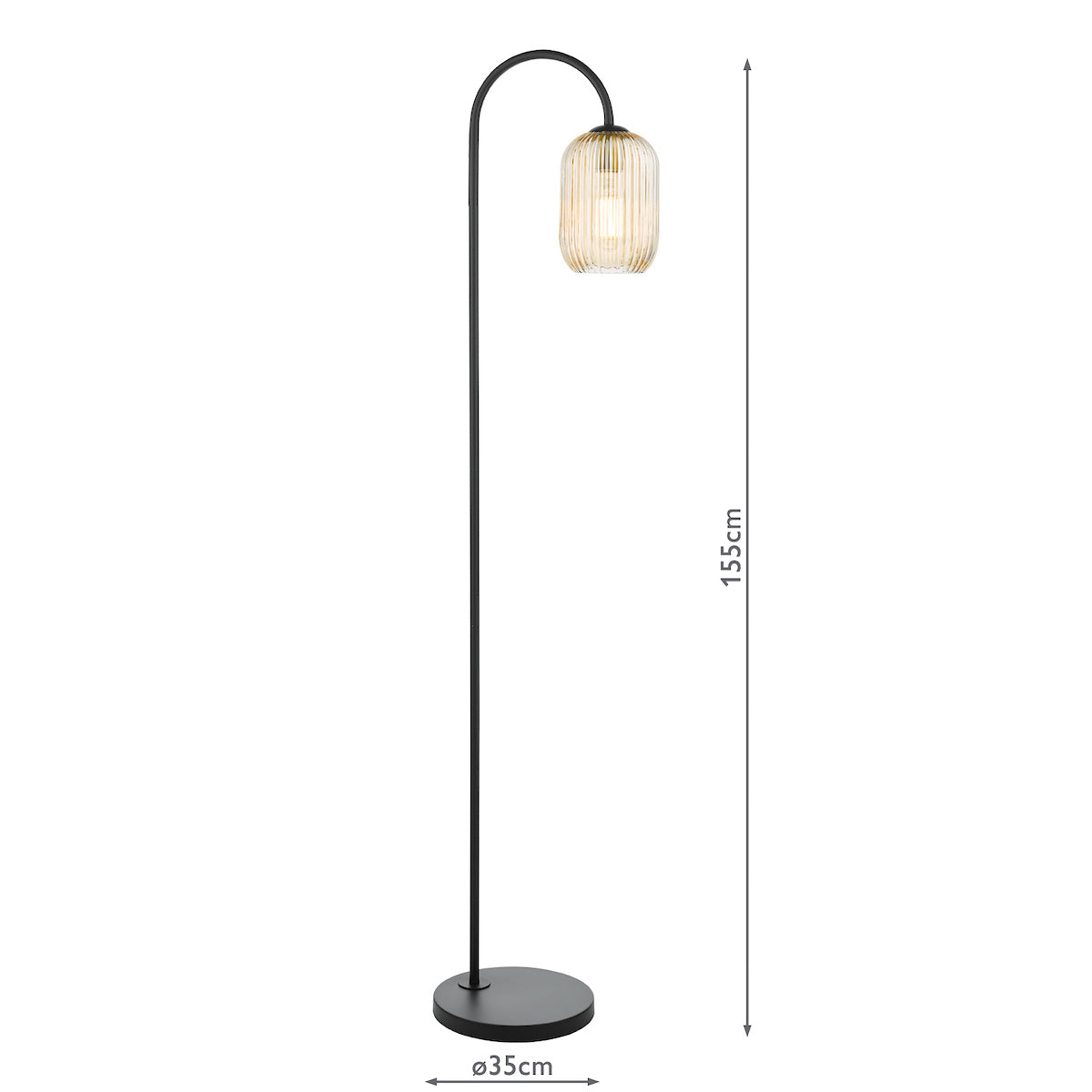 IDRA 1LT FLOOR LAMP BLACK CW CHAMPAGNE GLS
