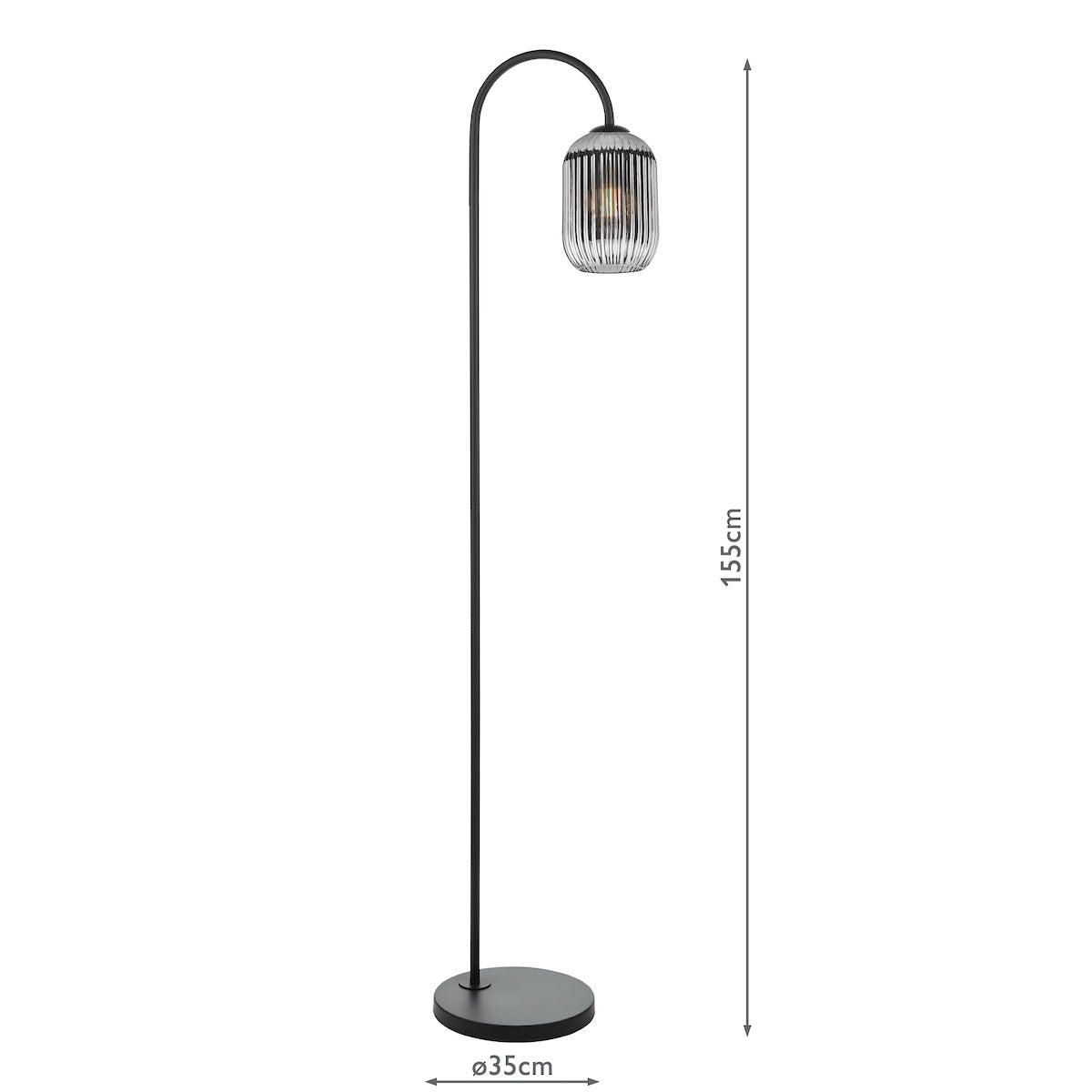 IDRA 1LT FLOOR LAMP BLACK CW SMOKED GLS