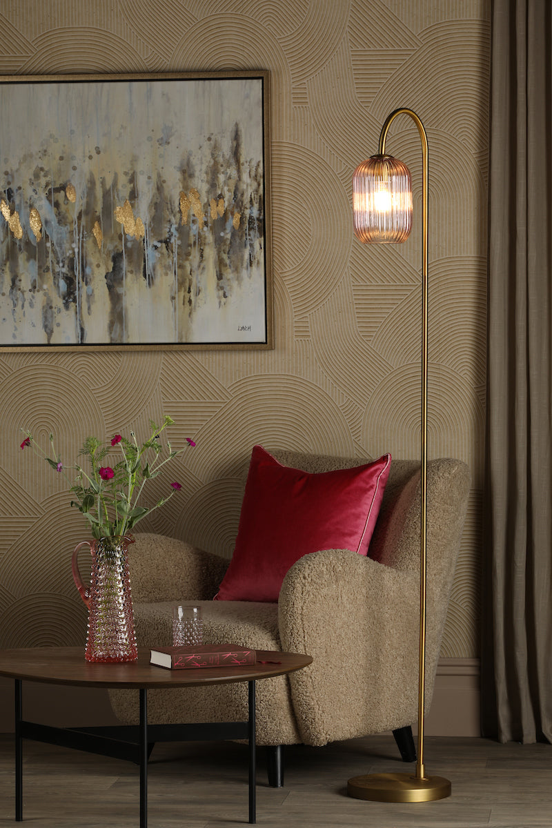 IDRA 1LT FLOOR LAMP BRONZE CW PINK GLS