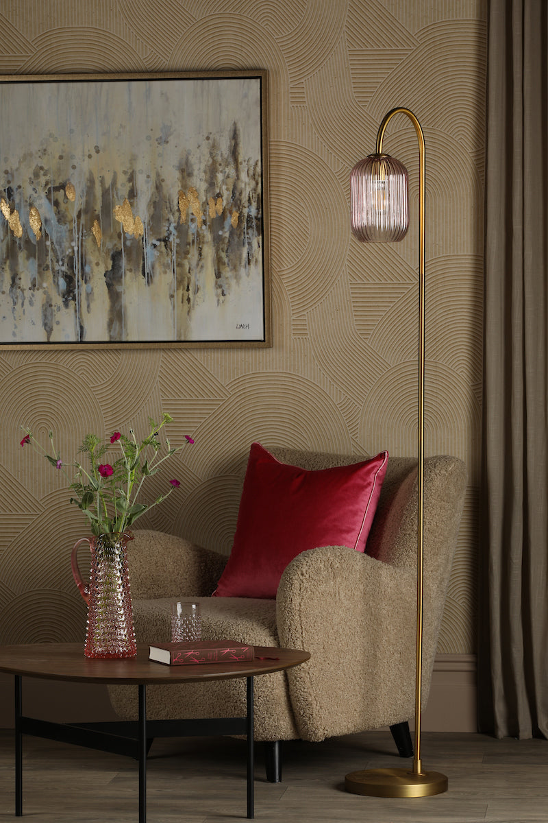IDRA 1LT FLOOR LAMP BRONZE CW PINK GLS