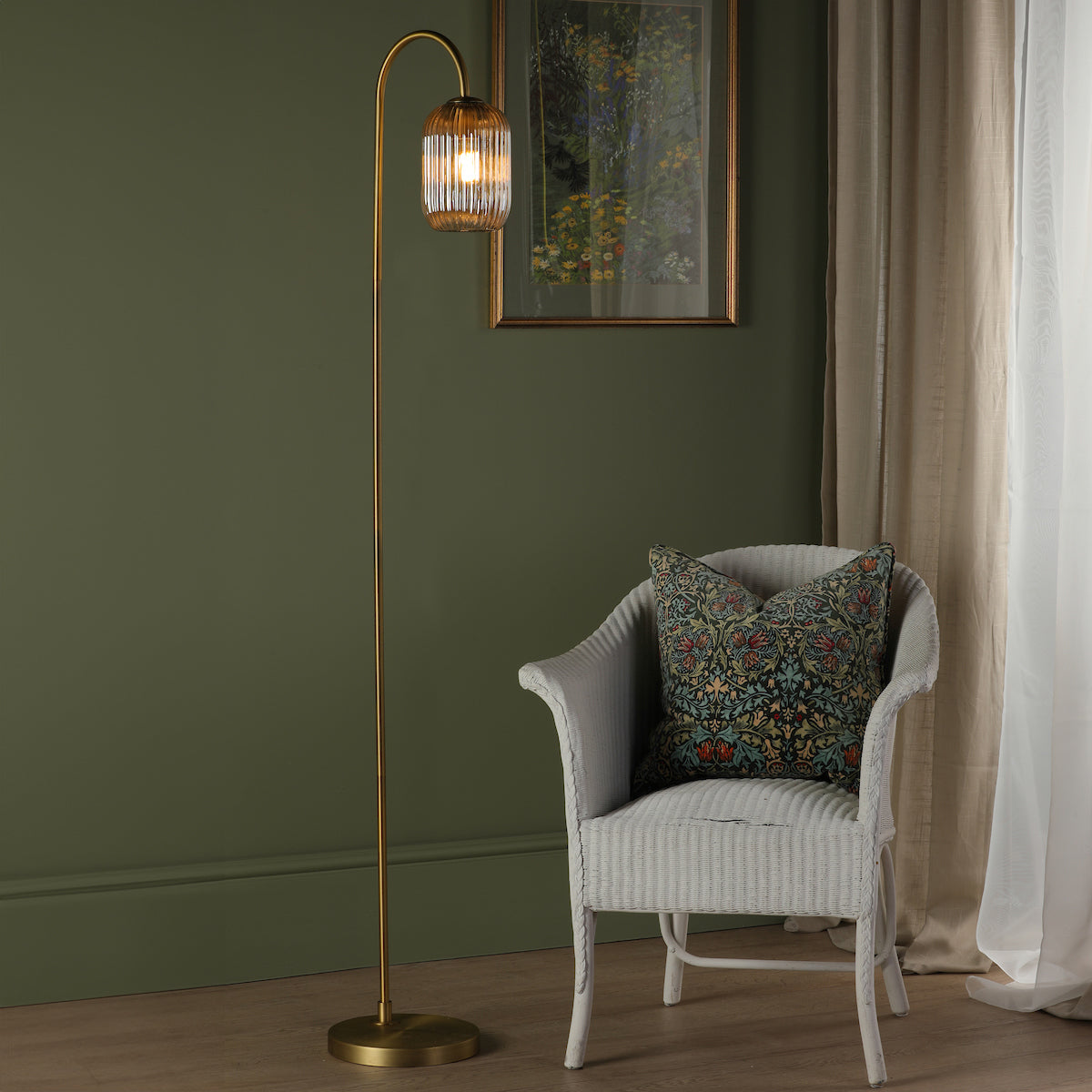 IDRA 1LT FLOOR LAMP BRONZE CW CHAMPAGNE GLS
