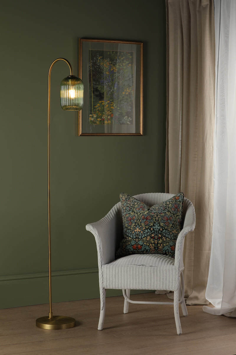 IDRA 1LT FLOOR LAMP BRONZE CW GREEN GLS