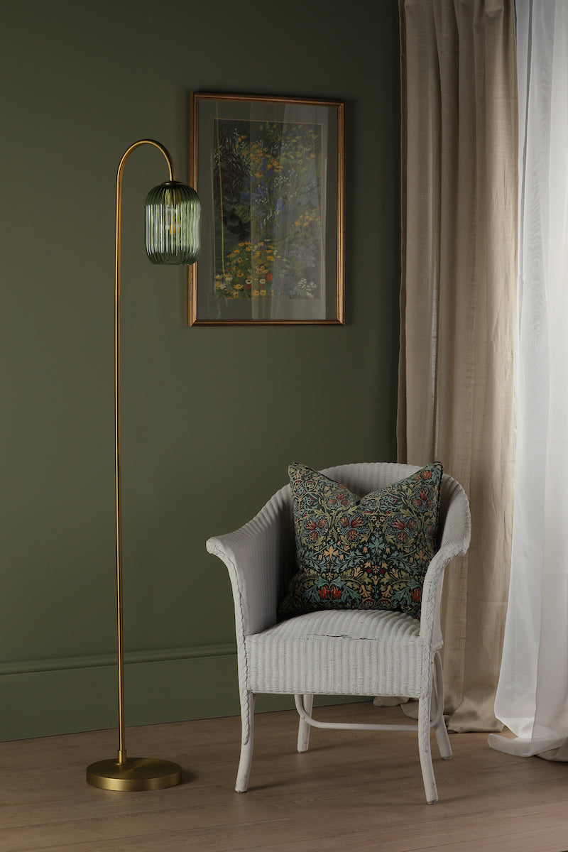 IDRA 1LT FLOOR LAMP BRONZE CW GREEN GLS