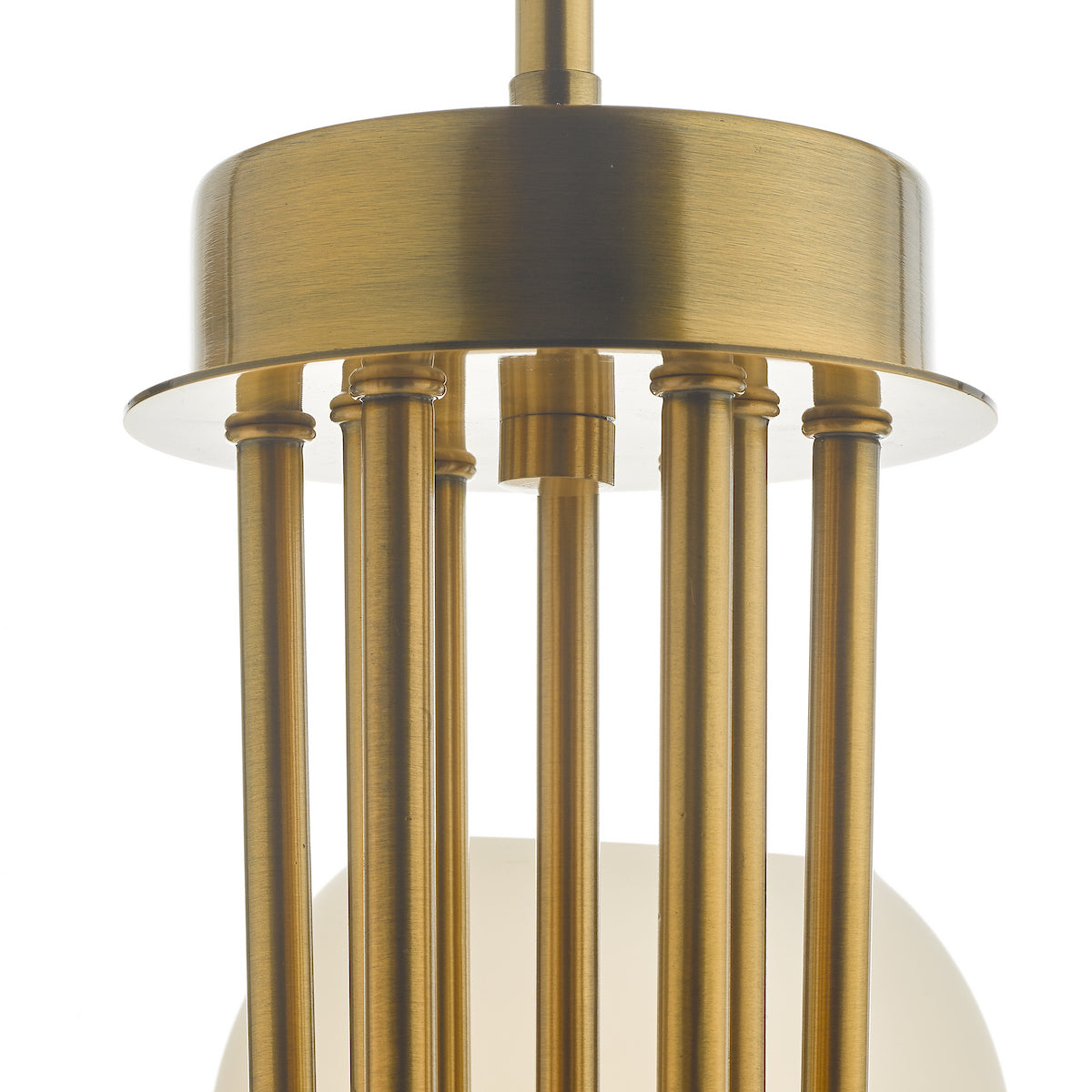 INDRA 9LT PENDANT NATURAL BRASS CW OPAL GLASS