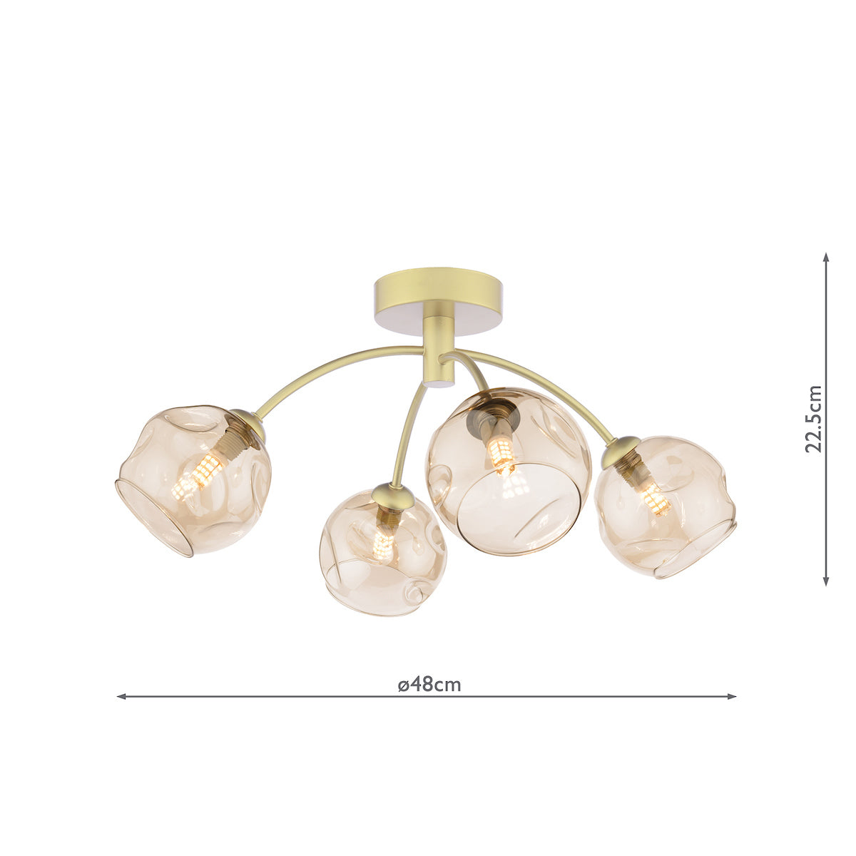 IZZY 4LT SEMI FLUSH GOLD CW OPEN CHAMPAGNE GLS
