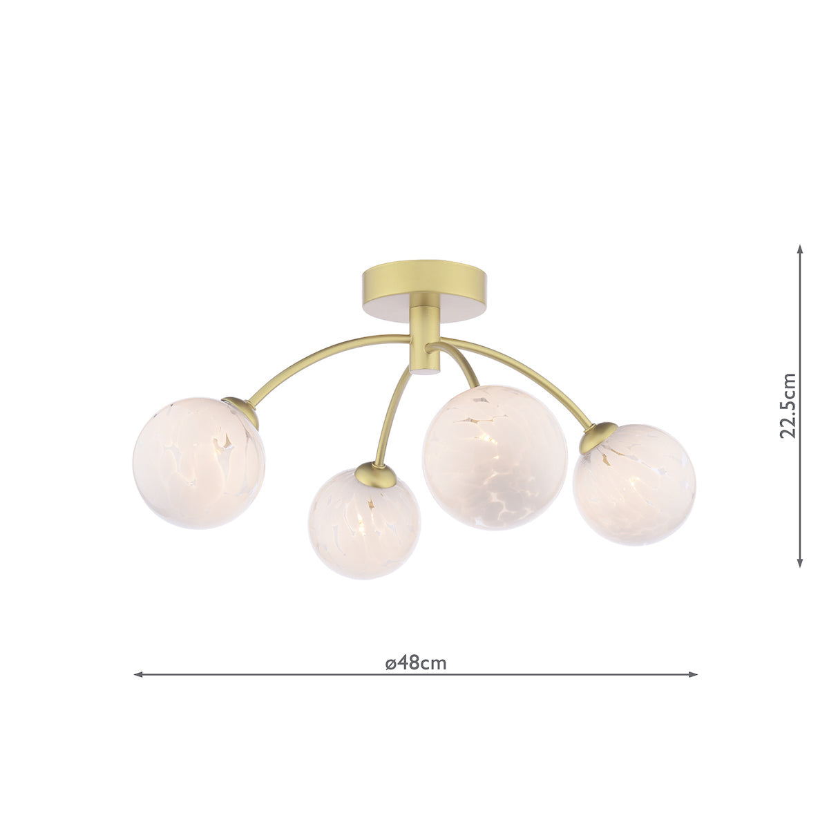 IZZY 4LT SEMI FLUSH GOLD CW CONFETTI GLS