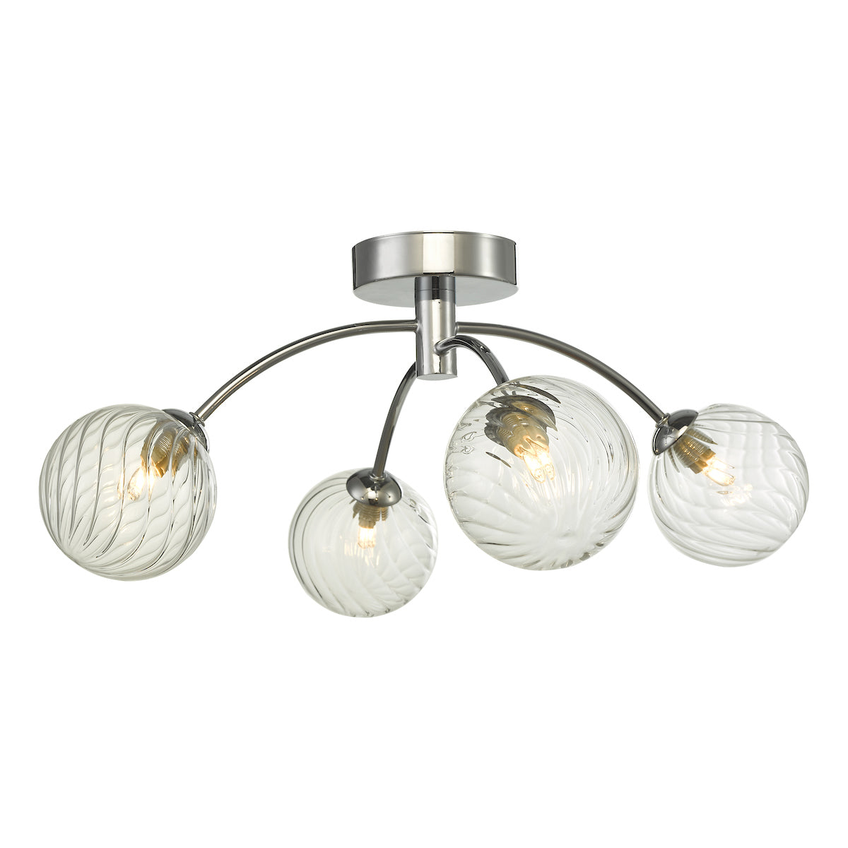IZZY 4LT SEMI FLUSH POL CHR CW TWISTED GLS