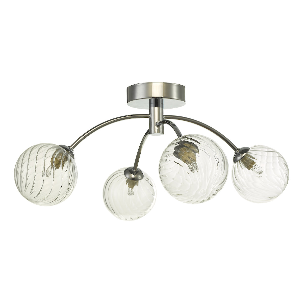 IZZY 4LT SEMI FLUSH POL CHR CW TWISTED GLS