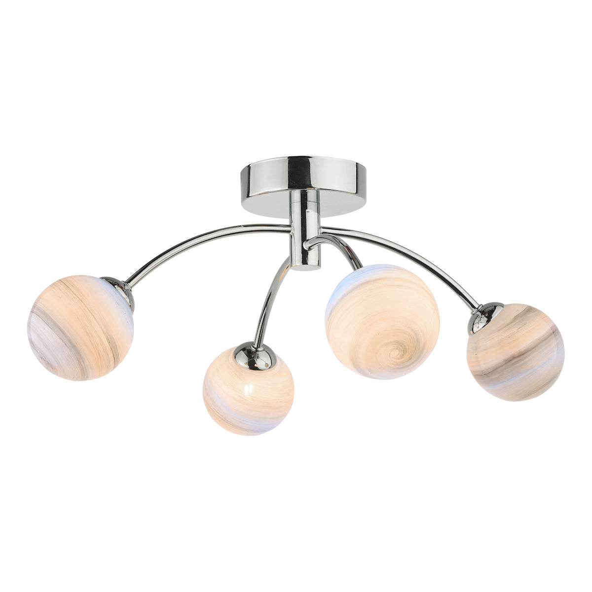IZZY 4LT SEMI FLUSH POL CHR CW PLANET GLS