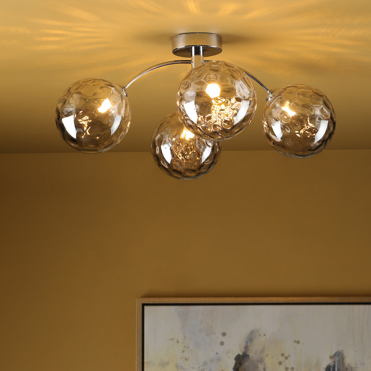 IZZY 4LT SEMI FLUSH POL CHR CW SMOKED GLS 150MM