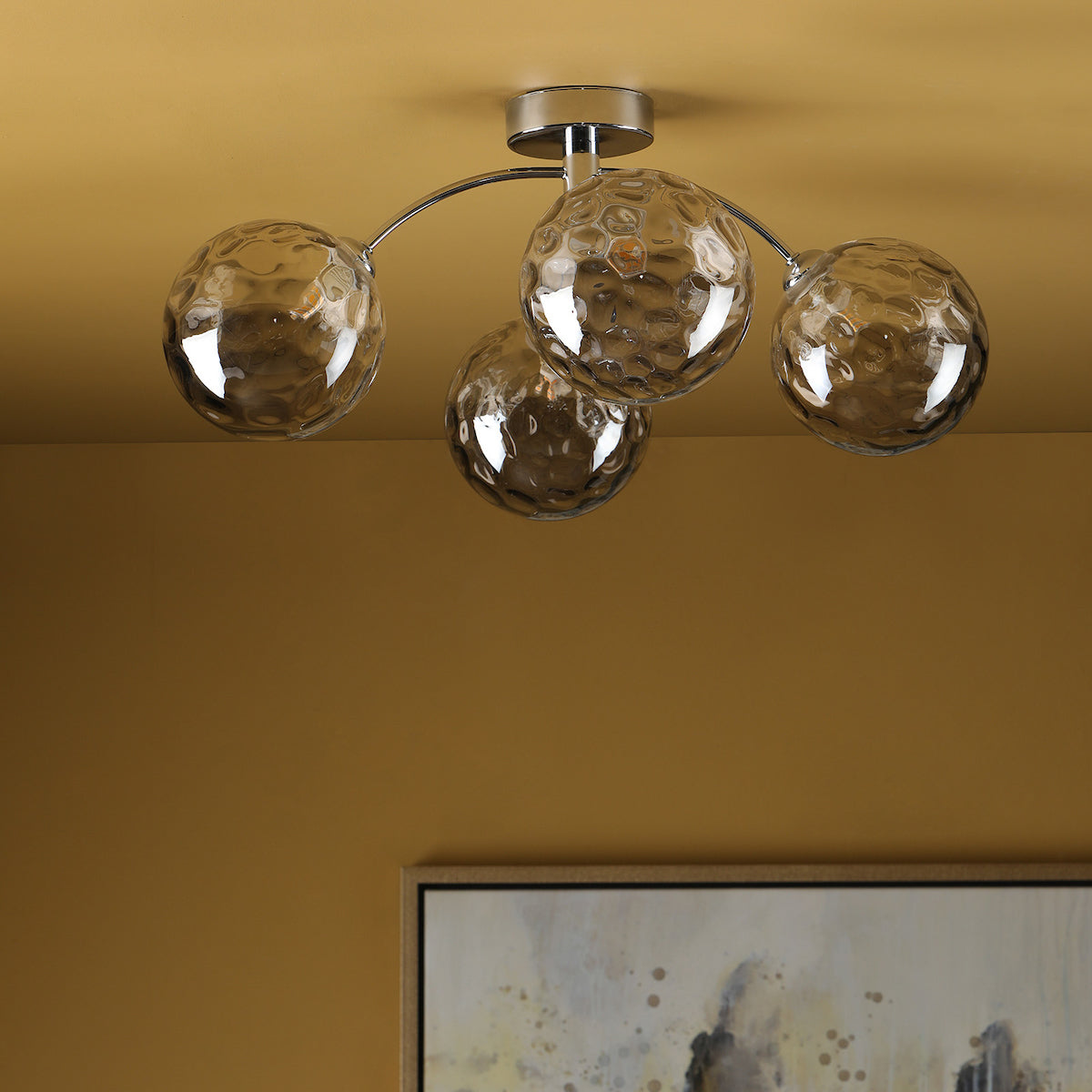 IZZY 4LT SEMI FLUSH POL CHR CW SMOKED GLS 150MM