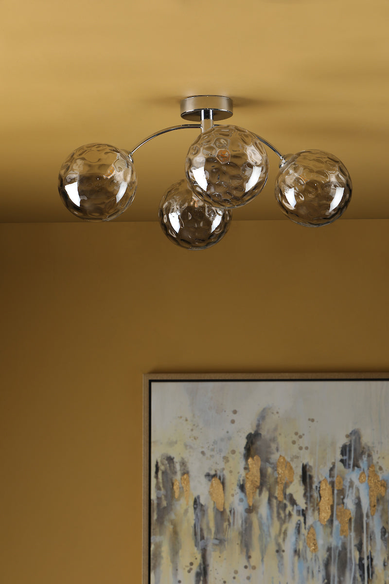 IZZY 4LT SEMI FLUSH POL CHR CW SMOKED GLS 150MM