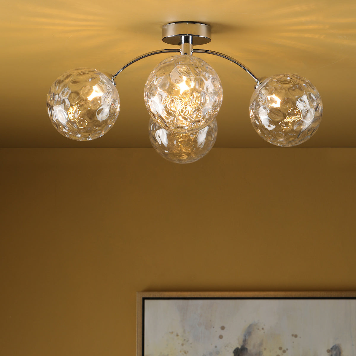 IZZY 4LT SEMI FLUSH POL CHR CW CLEAR GLS 150MM