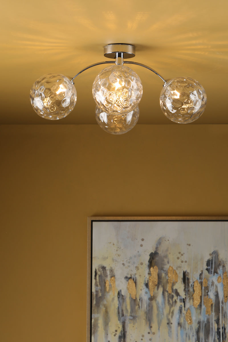 IZZY 4LT SEMI FLUSH POL CHR CW CLEAR GLS 150MM