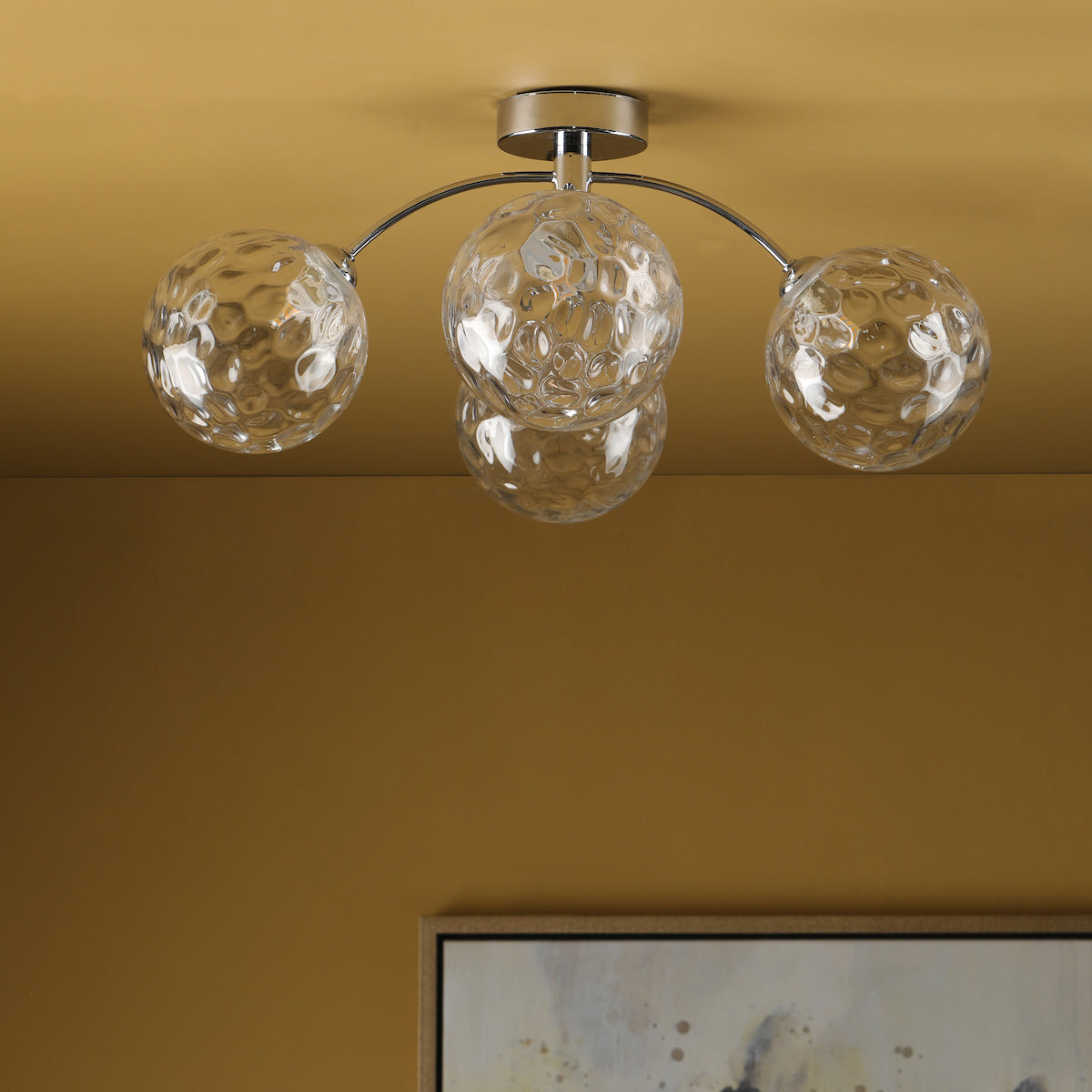 IZZY 4LT SEMI FLUSH POL CHR CW CLEAR GLS 150MM
