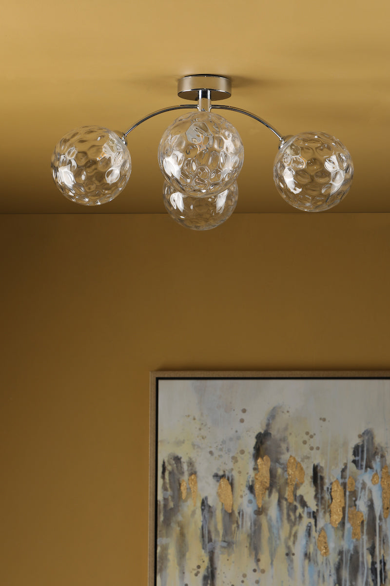 IZZY 4LT SEMI FLUSH POL CHR CW CLEAR GLS 150MM