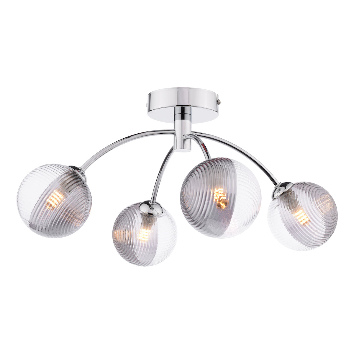 IZZY 4LT SEMI FLUSH POL CHR CW SMOKED/CLR GLS