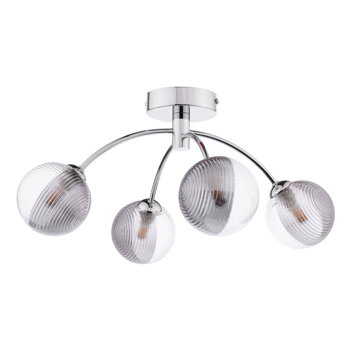 IZZY 4LT SEMI FLUSH POL CHR CW SMOKED/CLR GLS