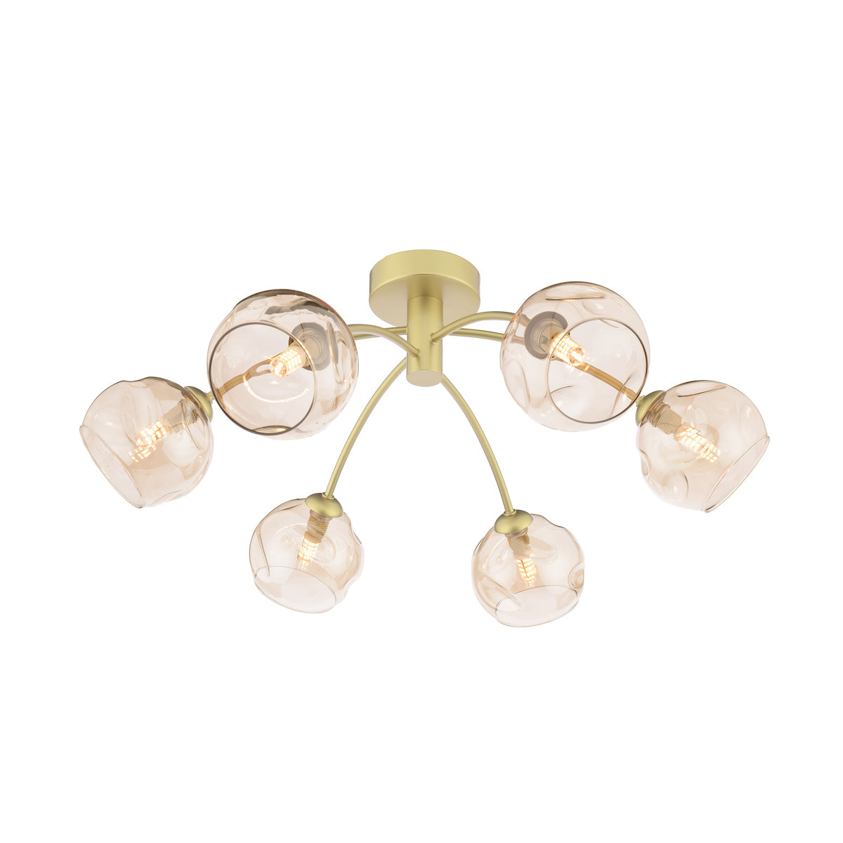 IZZY 6LT SEMI FLUSH GOLD CW OPEN CHAMPAGNE GLS