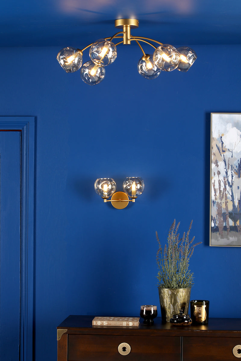 IZZY 6LT SEMI FLUSH GOLD CW OPEN CHAMPAGNE GLS