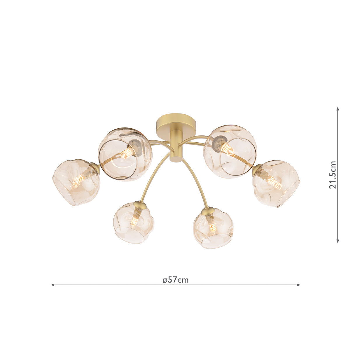 IZZY 6LT SEMI FLUSH GOLD CW OPEN CHAMPAGNE GLS