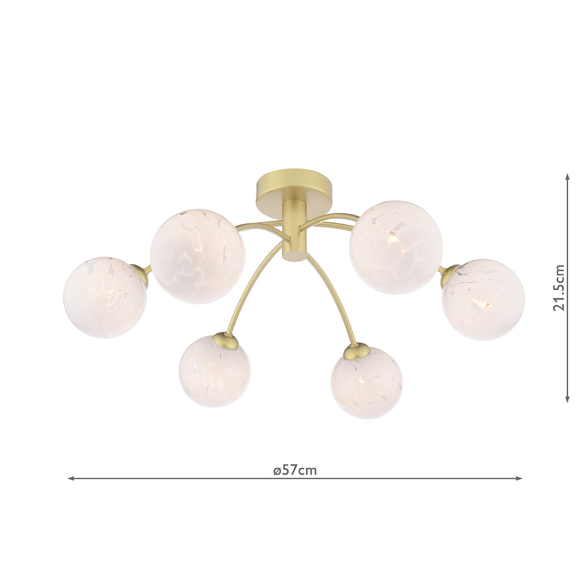 IZZY 6LT SEMI FLUSH GOLD CW CONFETTI GLS