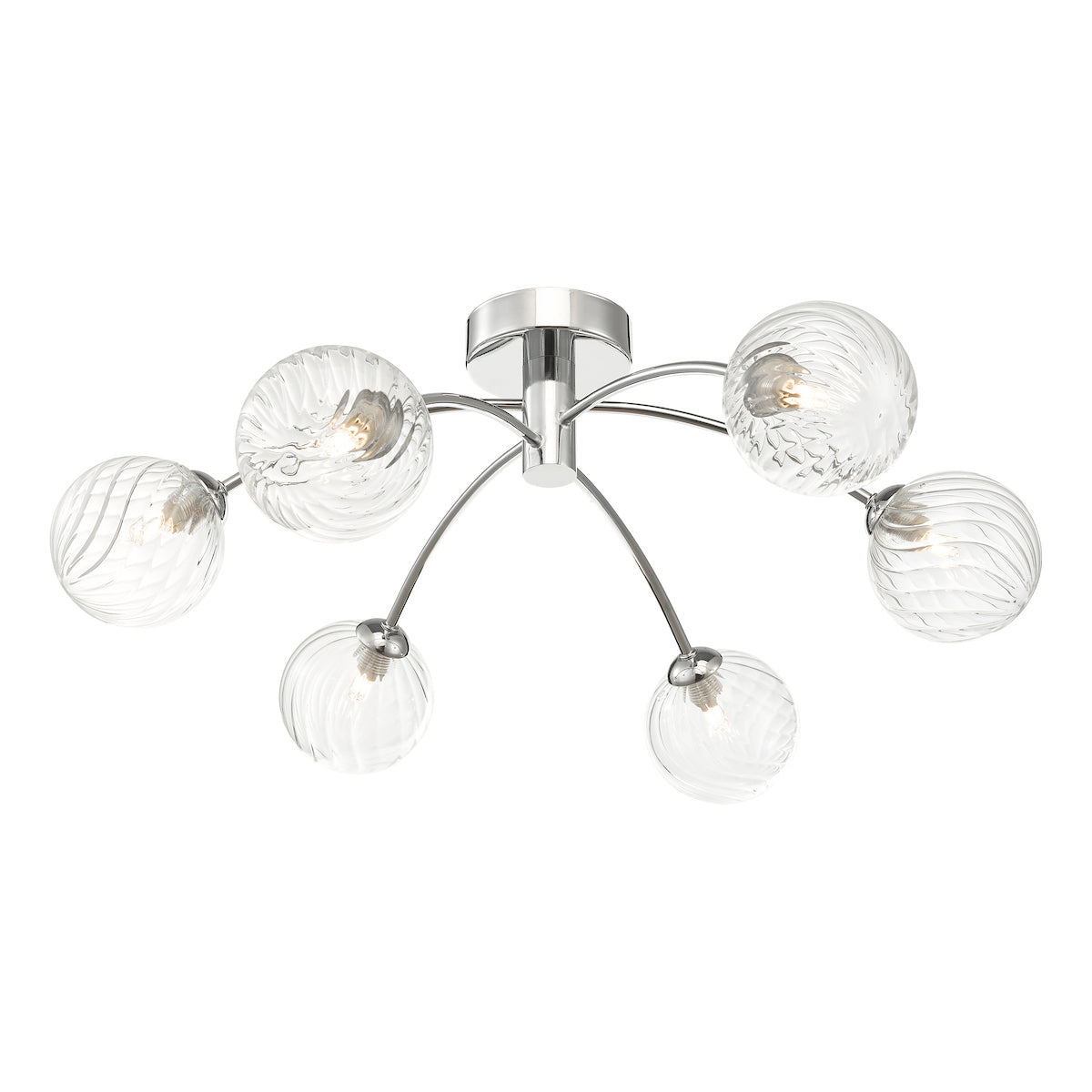IZZY 6LT SEMI FLUSH POL CHR CW TWISTED GLS
