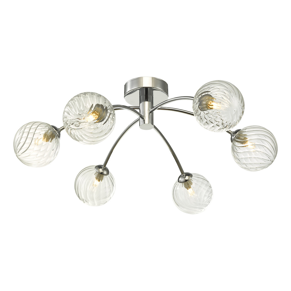 IZZY 6LT SEMI FLUSH POL CHR CW TWISTED GLS