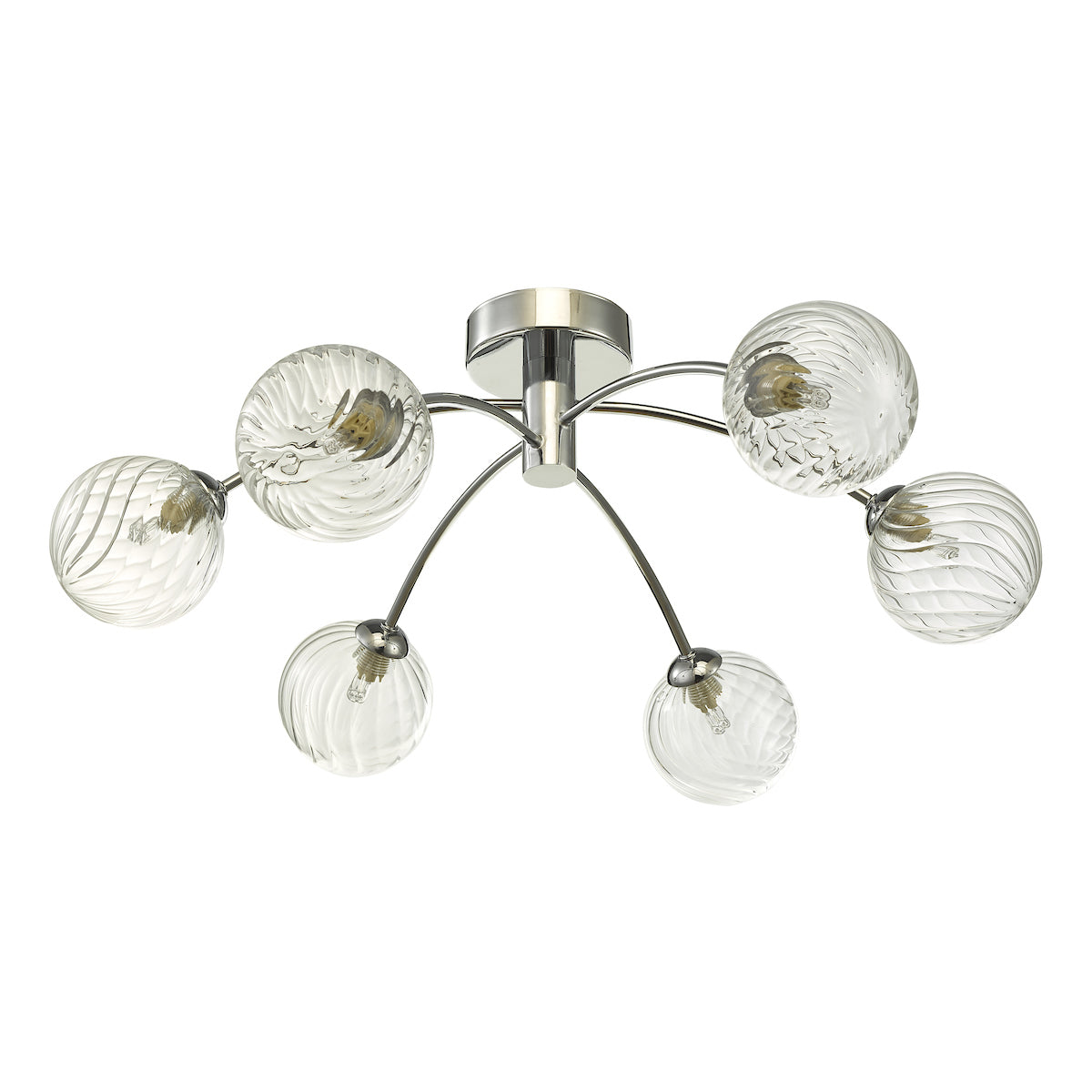 IZZY 6LT SEMI FLUSH POL CHR CW TWISTED GLS