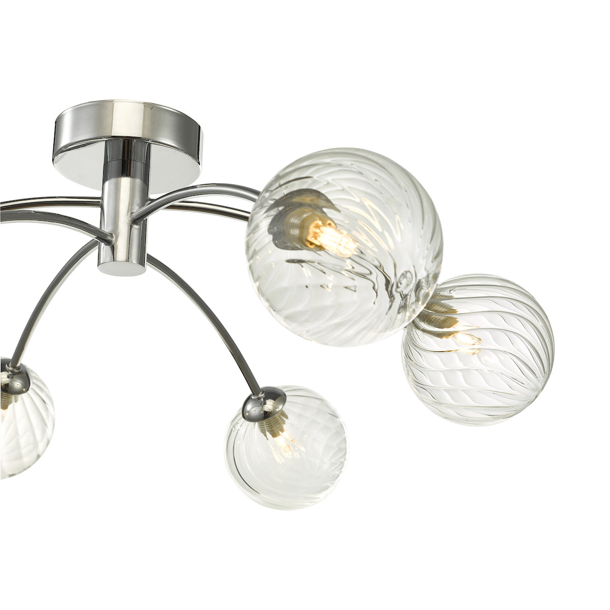 IZZY 6LT SEMI FLUSH POL CHR CW TWISTED GLS
