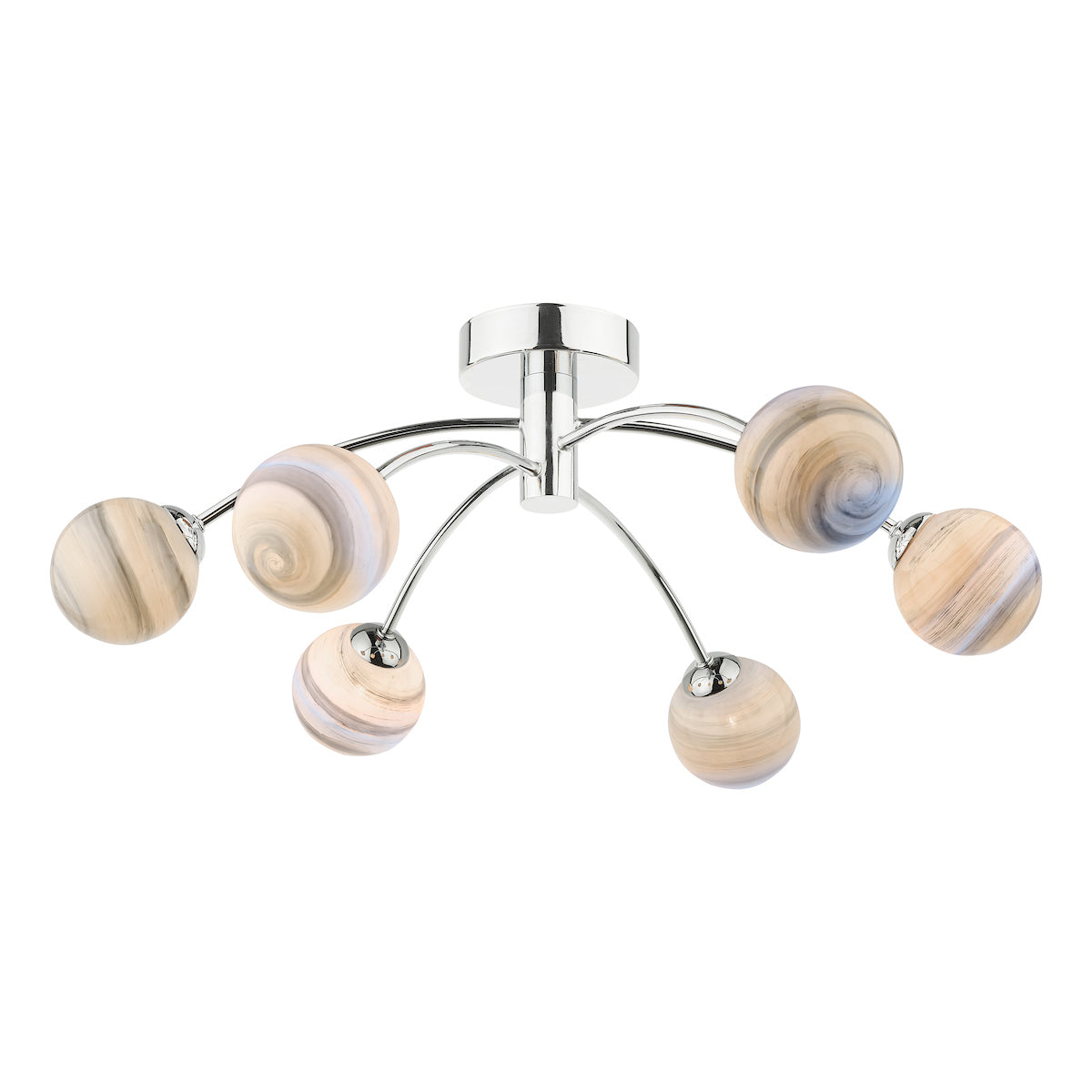 IZZY 6LT SEMI FLUSH POL CHR CW PLANET GLS