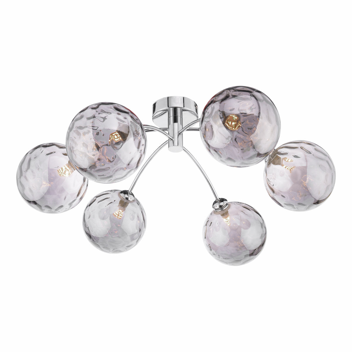 IZZY 6LT SEMI FLUSH POL CHR CW SMOKED GLS 150MM