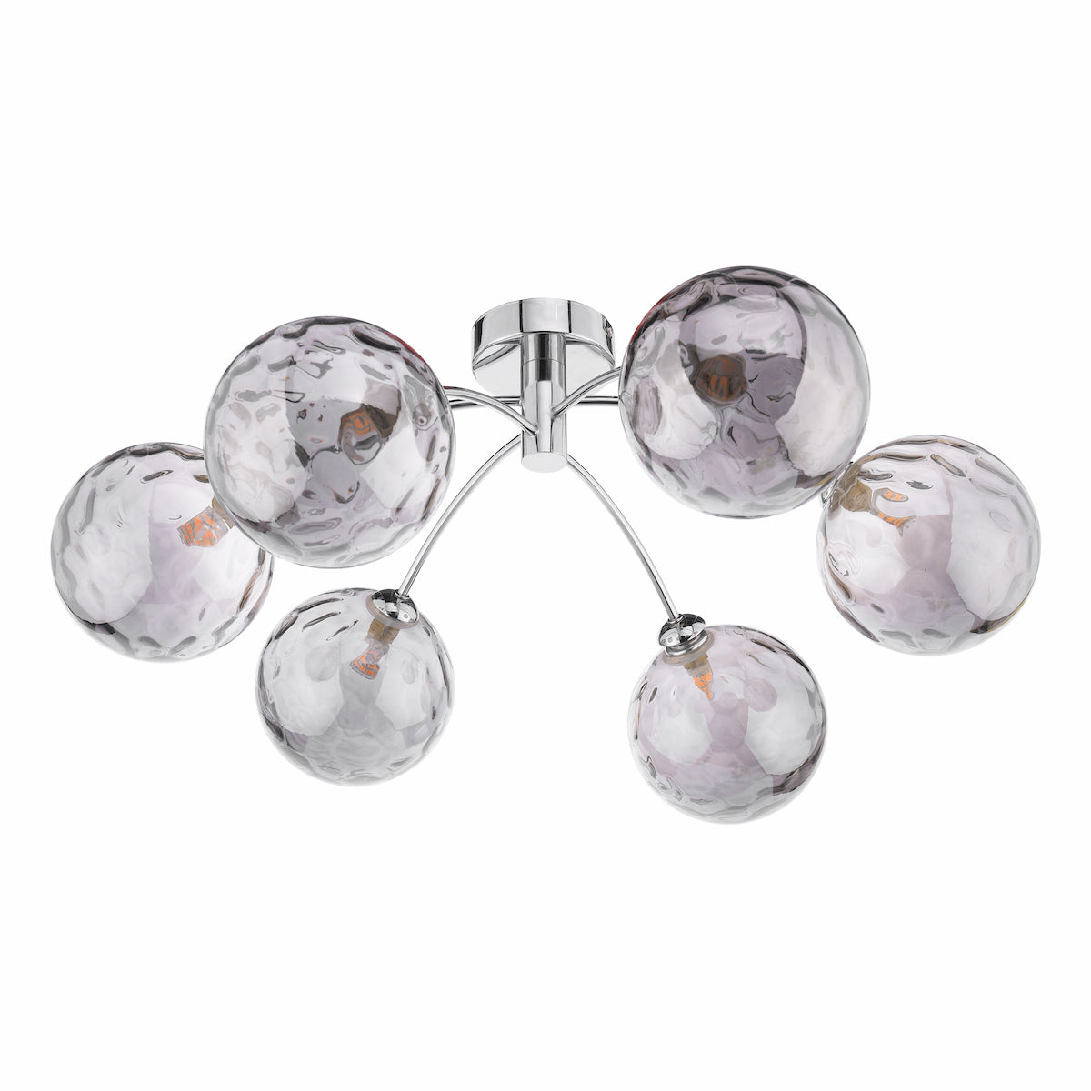 IZZY 6LT SEMI FLUSH POL CHR CW SMOKED GLS 150MM