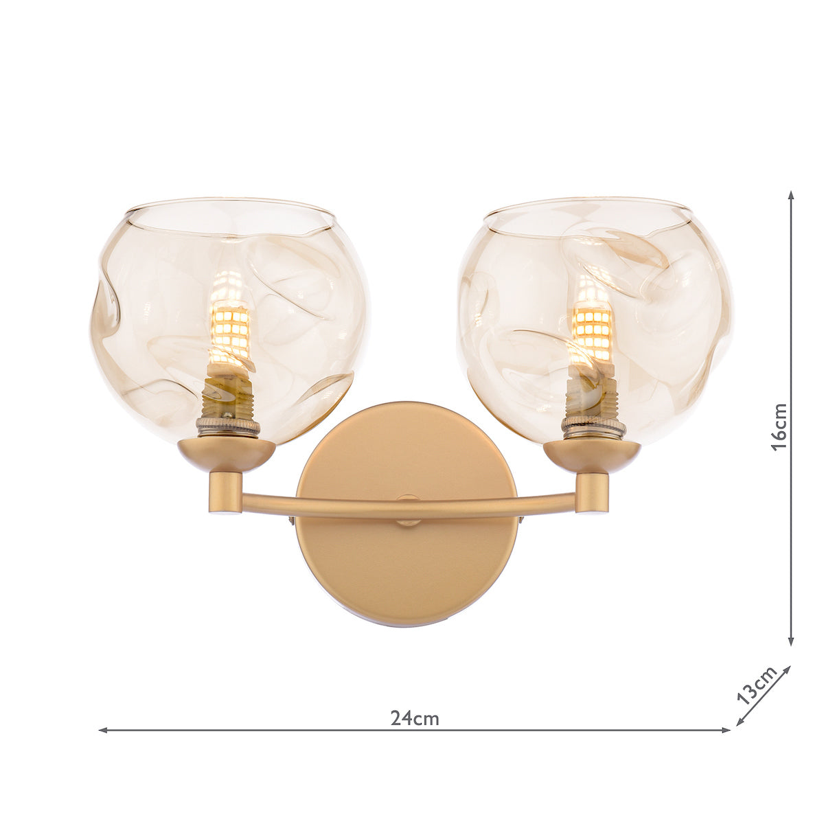 IZZY 2LT WALL LIGHT GOLD CW CHAMPAGNE OPEN GLS