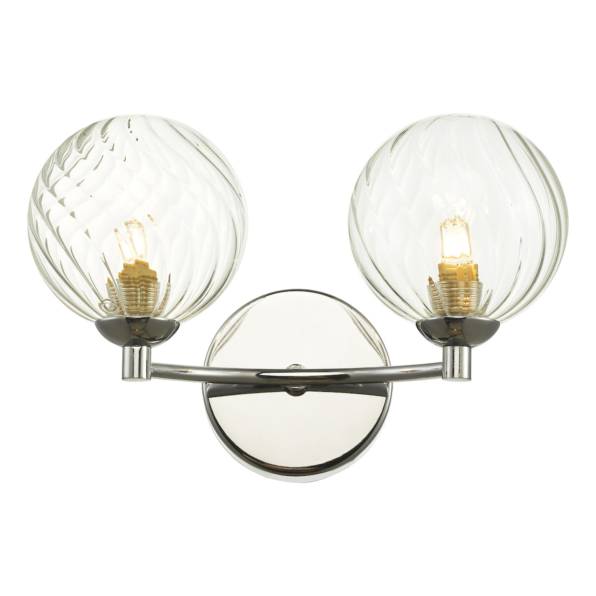 IZZY 2LT WALL LIGHT POL CHR CW TWISTED GLS