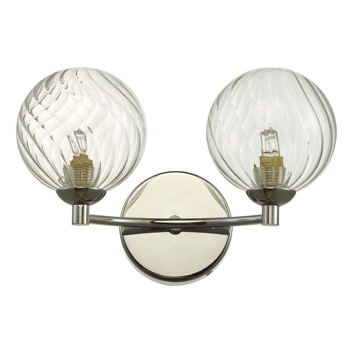 IZZY 2LT WALL LIGHT POL CHR CW TWISTED GLS