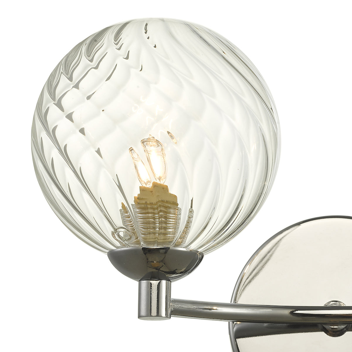 IZZY 2LT WALL LIGHT POL CHR CW TWISTED GLS