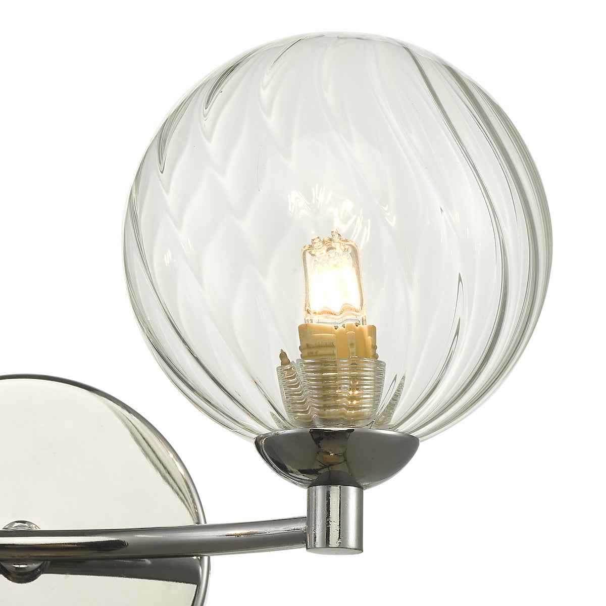 IZZY 2LT WALL LIGHT POL CHR CW TWISTED GLS