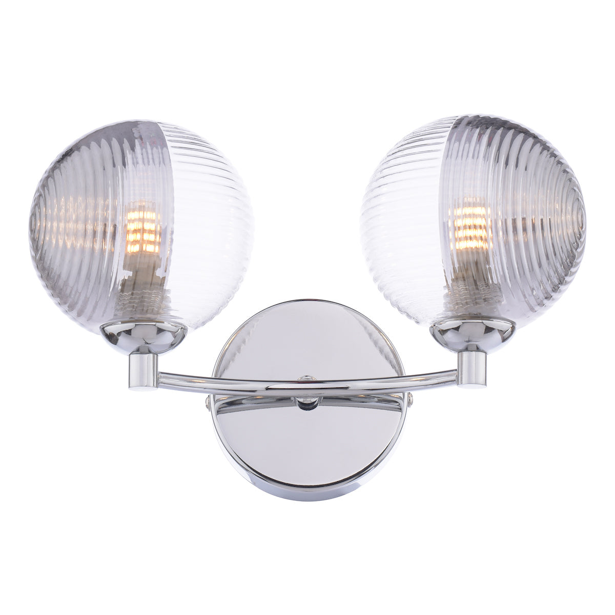 IZZY 2LT WALL LIGHT POL CHR CW SMOKED/CLR GLS