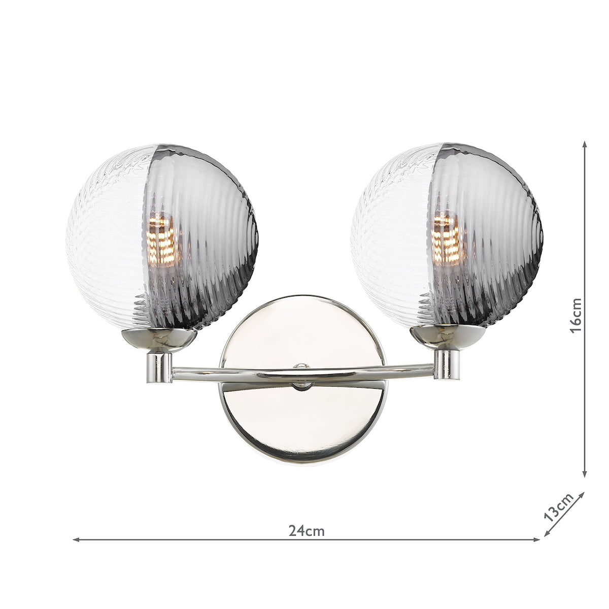 IZZY 2LT WALL LIGHT POL CHR CW SMOKED/CLR GLS