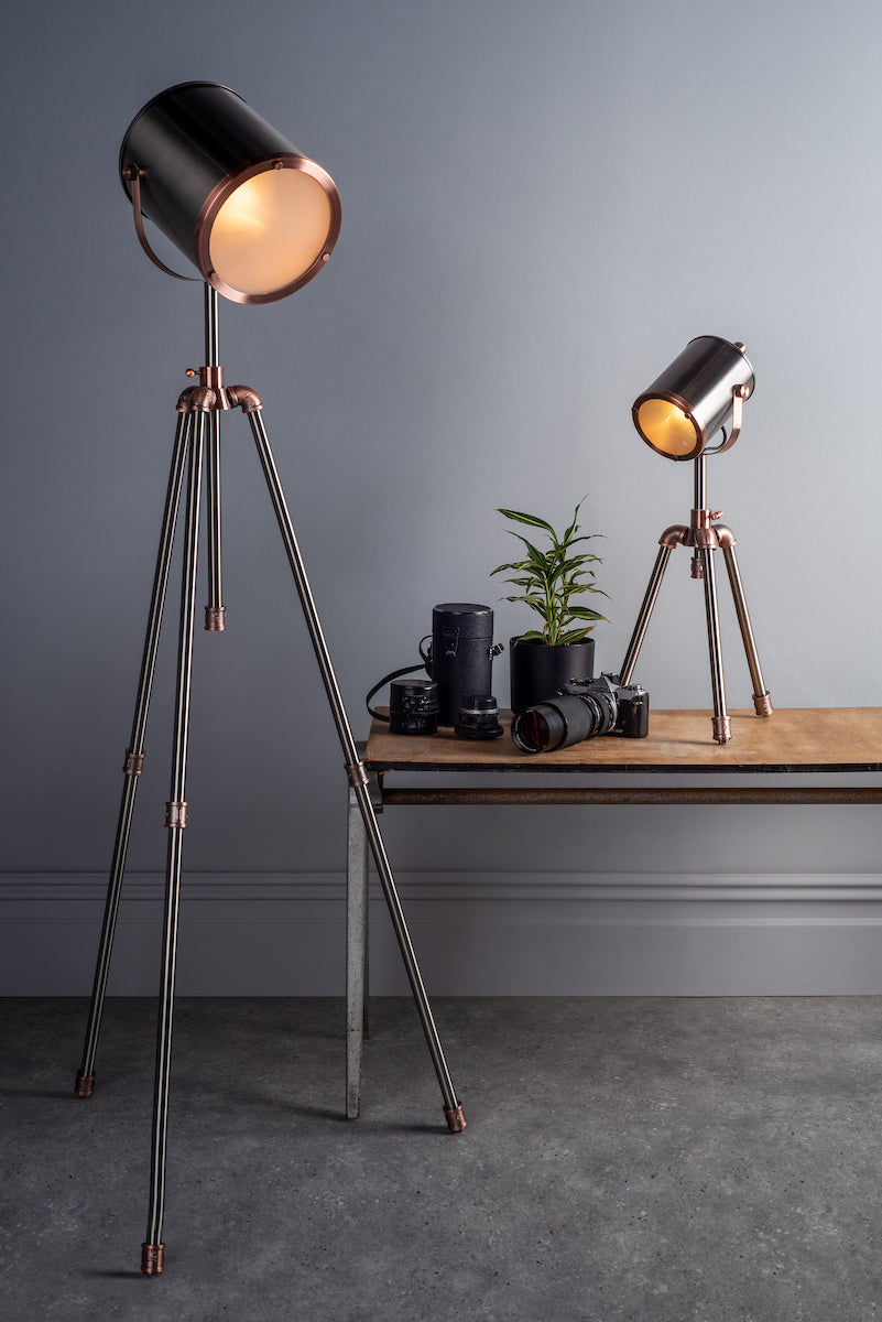 JAKE TASK LAMP ANTIQUE SILVER AND COPPER