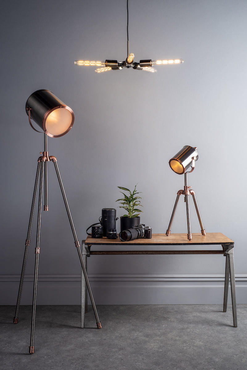 JAKE TASK LAMP ANTIQUE SILVER AND COPPER