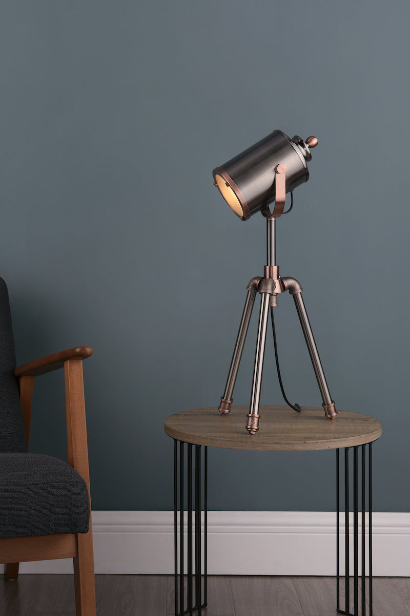 JAKE TASK LAMP ANTIQUE SILVER AND COPPER