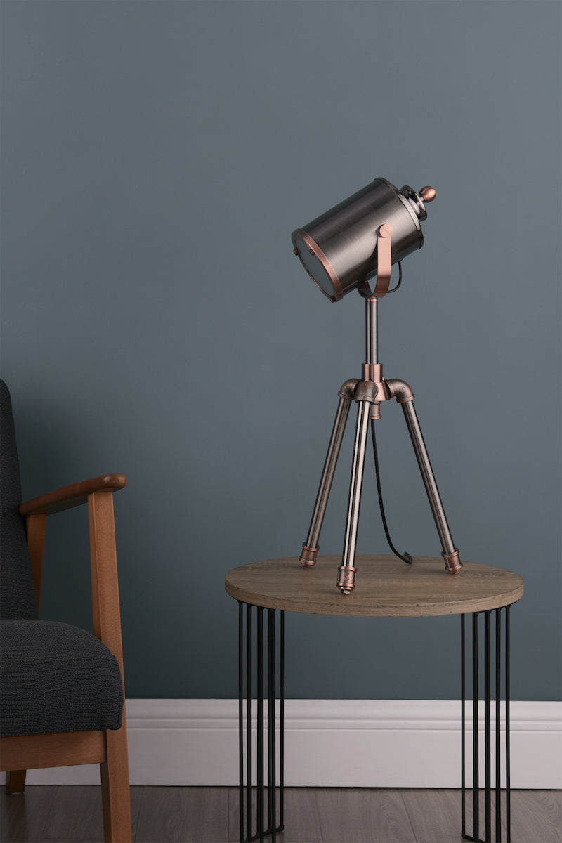 JAKE TASK LAMP ANTIQUE SILVER AND COPPER
