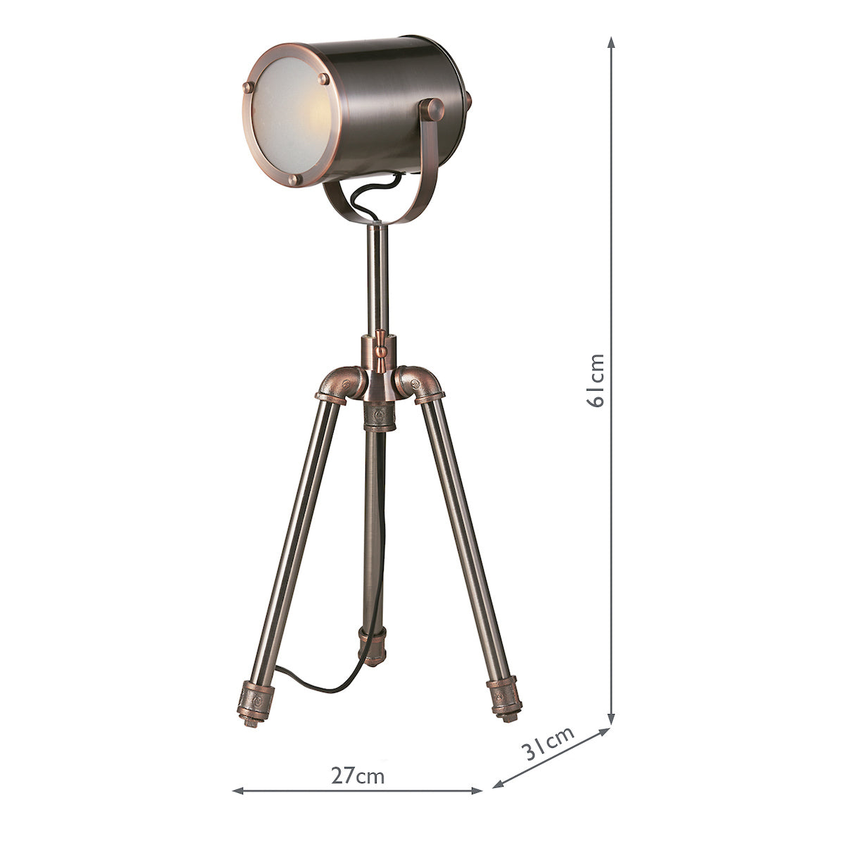 JAKE TASK LAMP ANTIQUE SILVER AND COPPER